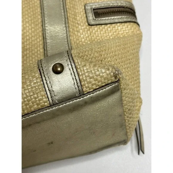 COACH Vintage Metallic Straw Leather Woven Tote Hand Bag - Picture 5 of 10